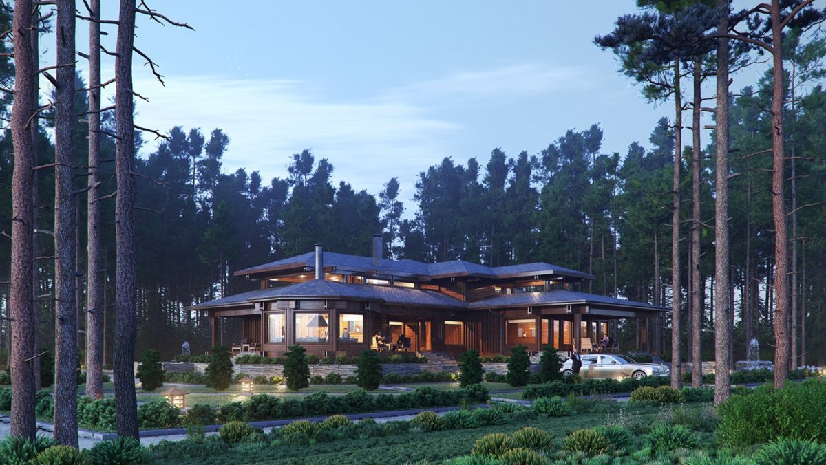 Особняк в Сосновом Бору в стиле Райта