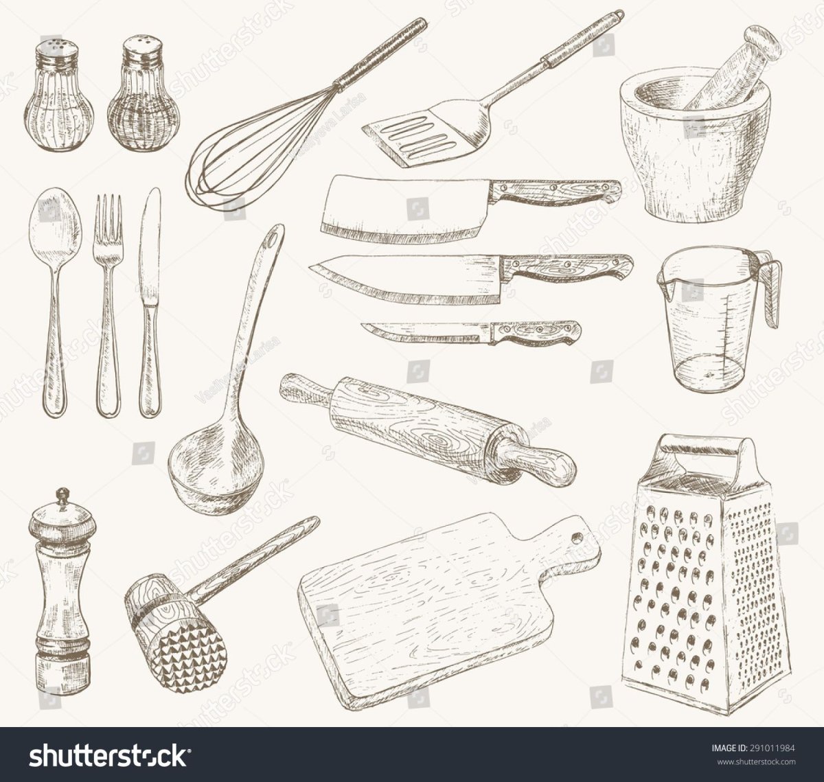 Рисование кухонные принадлежности