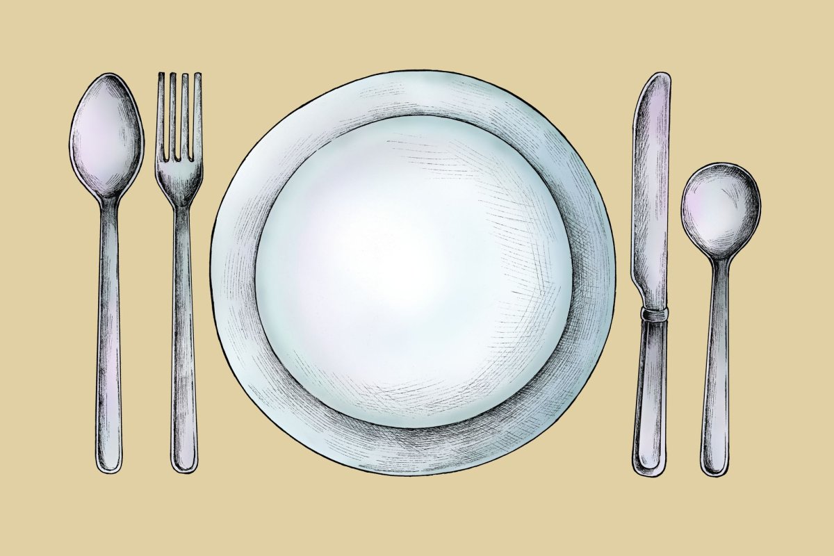 Посуда и столовые приборы рисуем