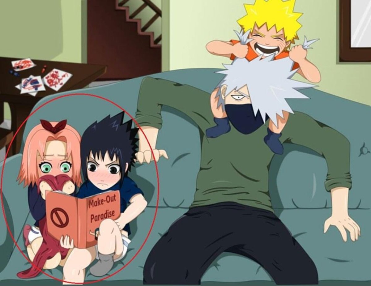 Саске Наруто и Сакура и Какаси +18