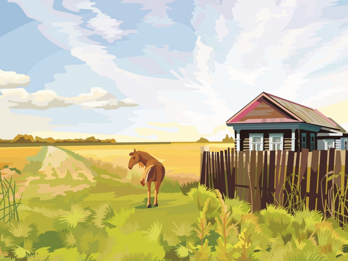 Деревня рисунок