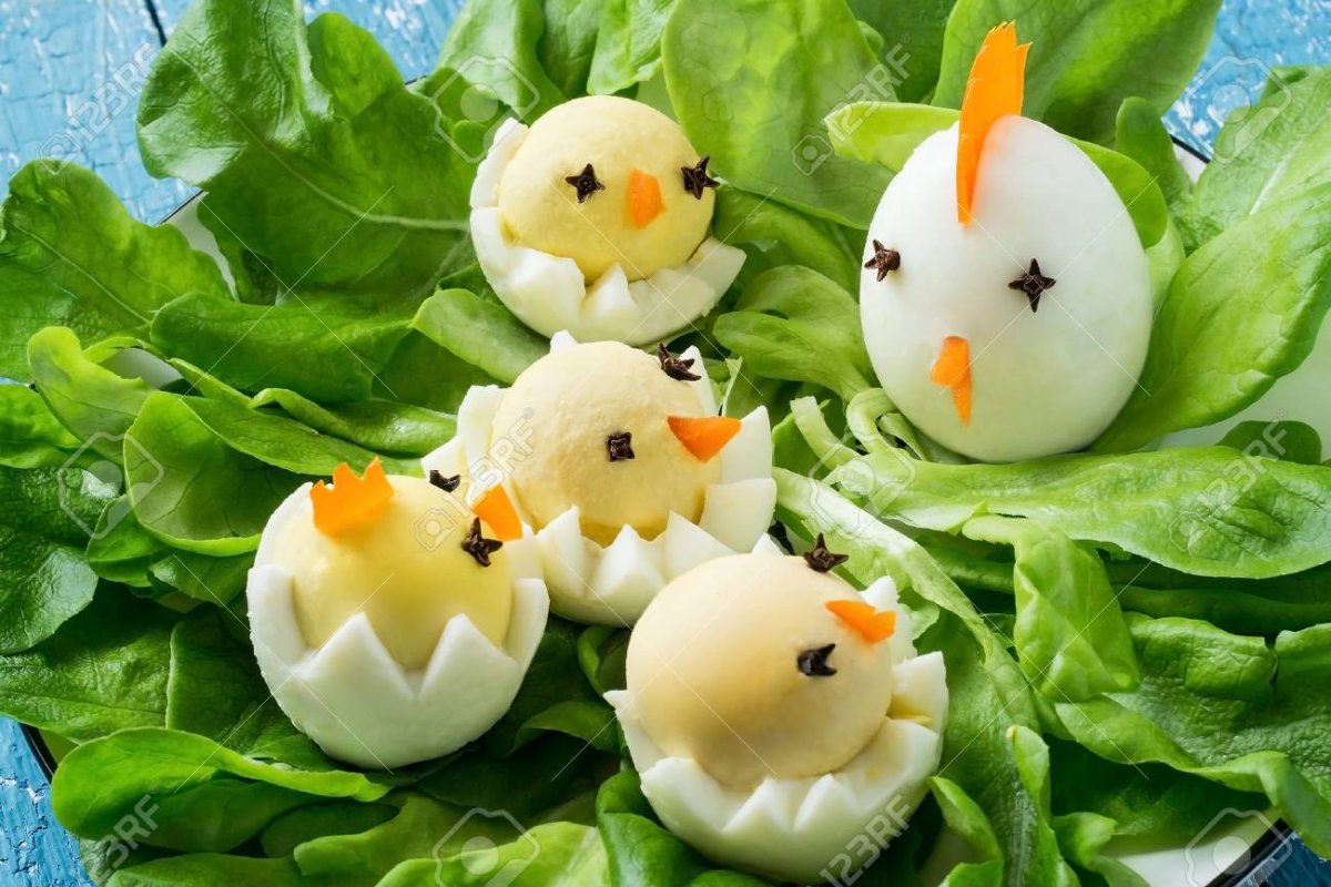 Украшения из вареных яиц