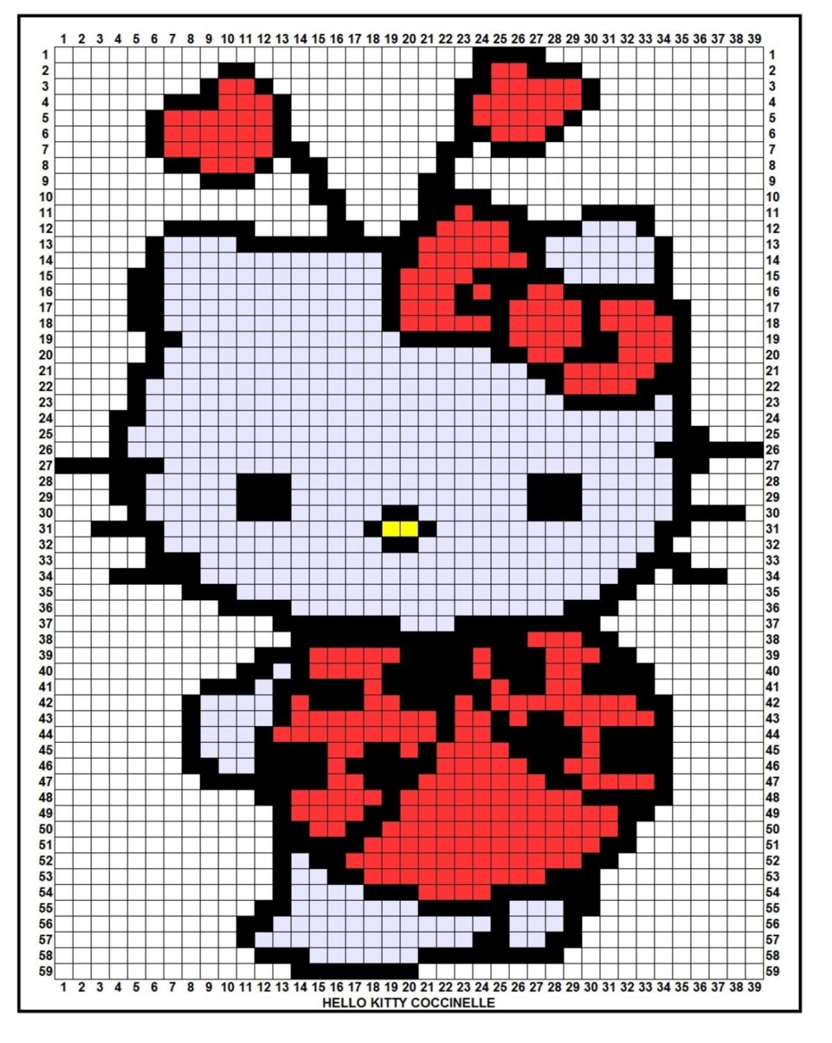 Небольшой Пикачу по клеточкам