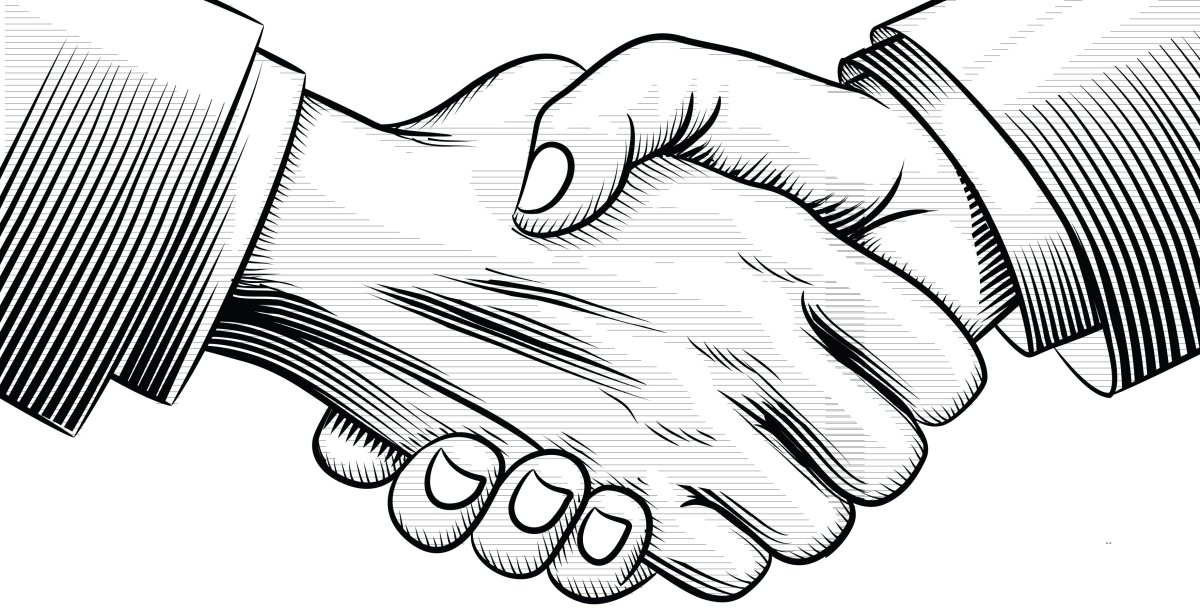 Рукопожатие черно белое