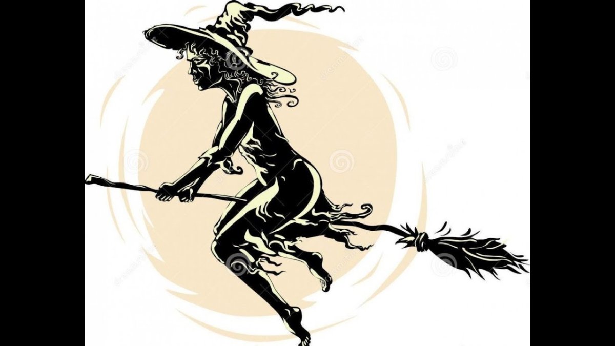 Человек на метле силуэт