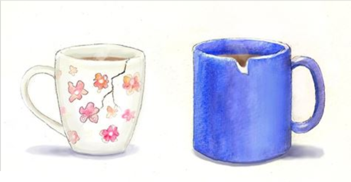 Кружка нарисованная с ручкой