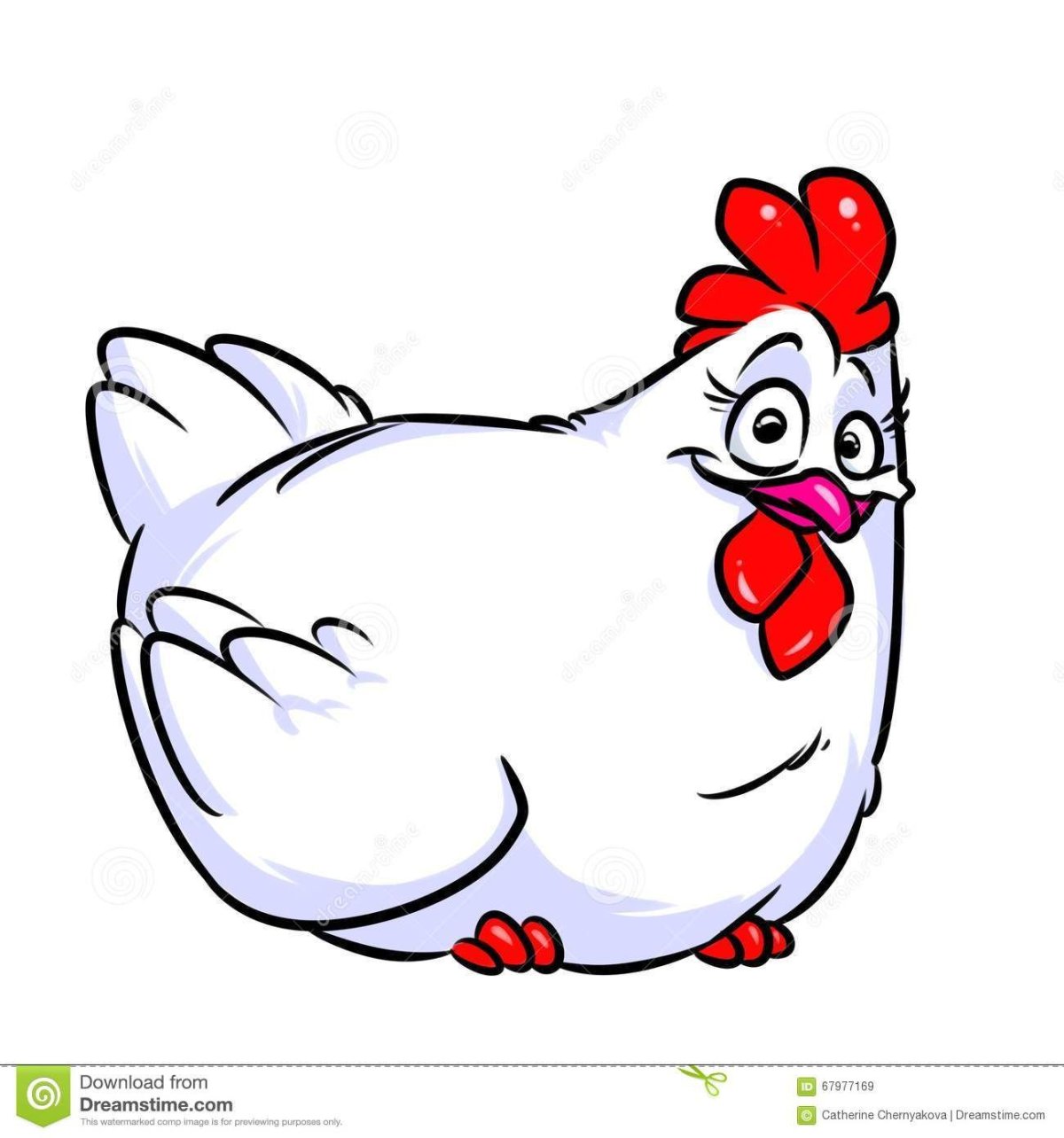 Курица мультяшка на белом фоне