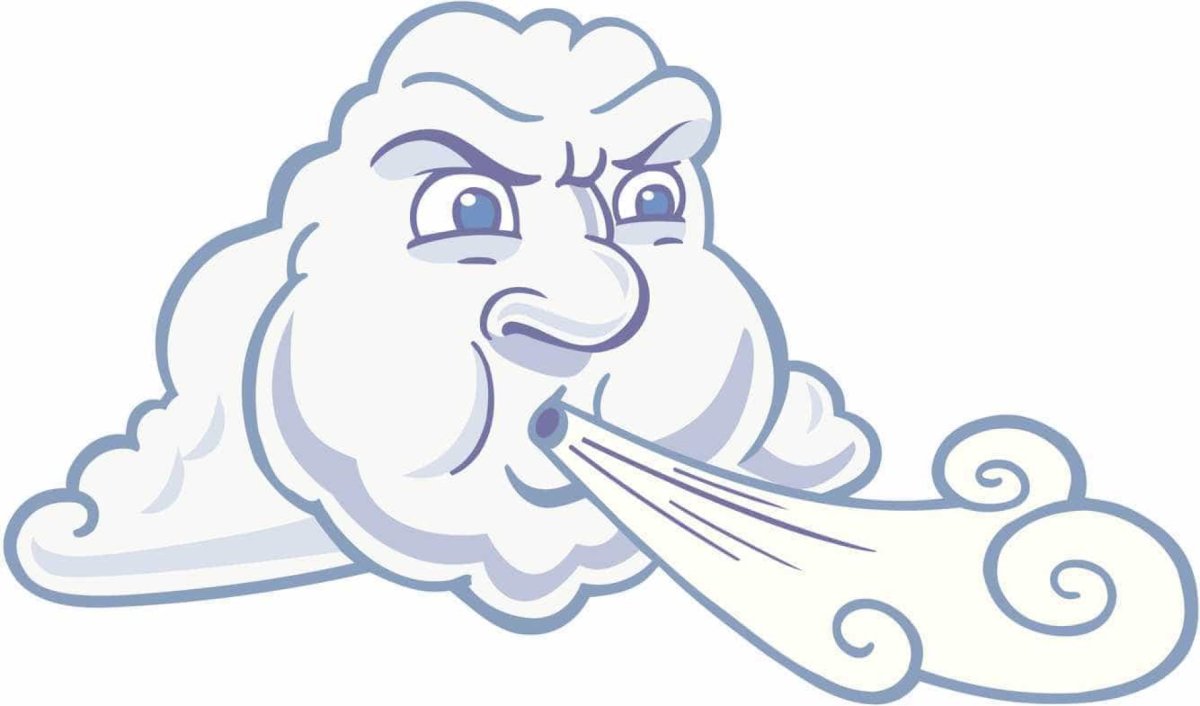 Дед Мороз дует ветер