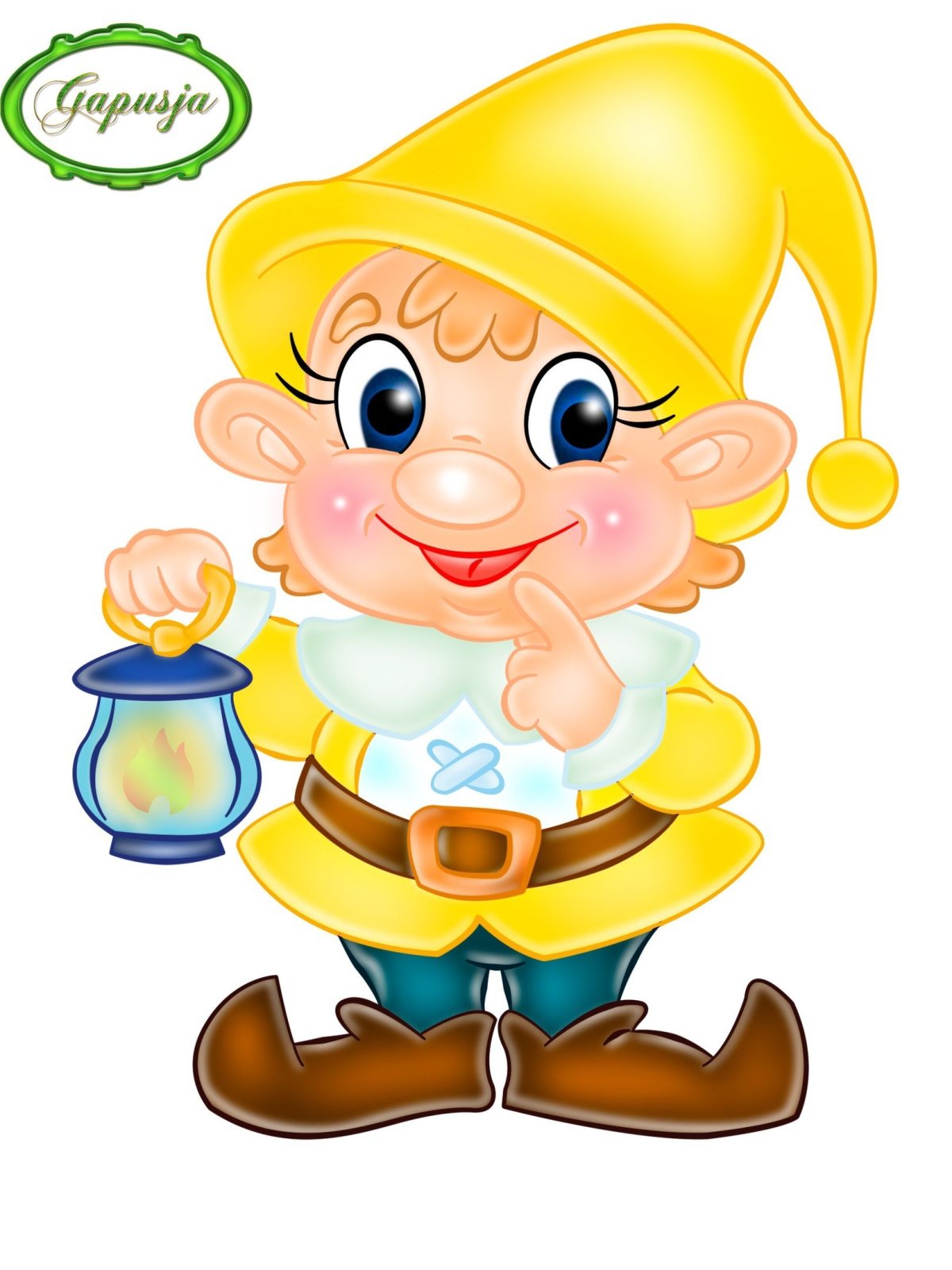 Гном в синей шапочке