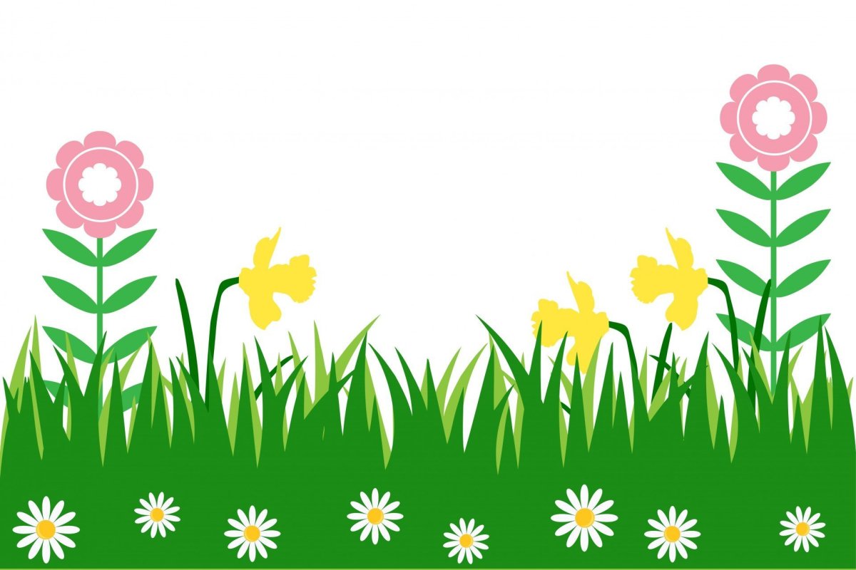Рисование цветов и травы на лужайке