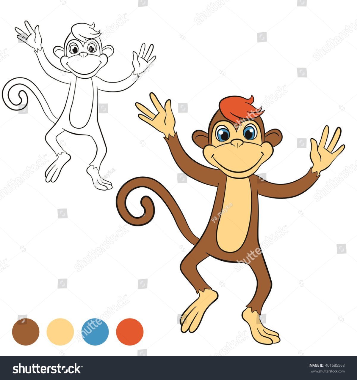 Рисование обезьяны в средней