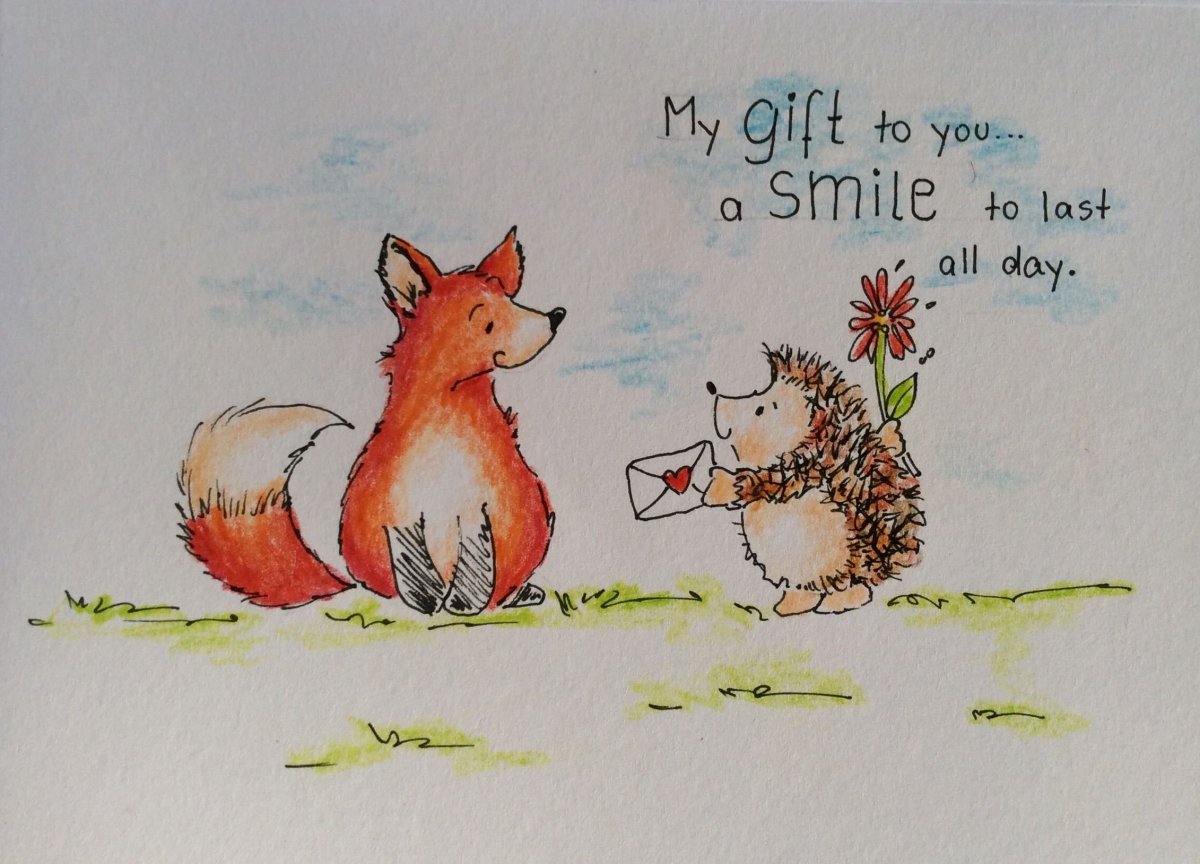 Еж и лисица арт