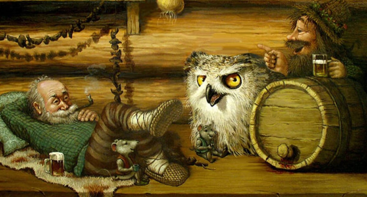 Художник Алатырский Вячеслав Викторович кот и Домовой