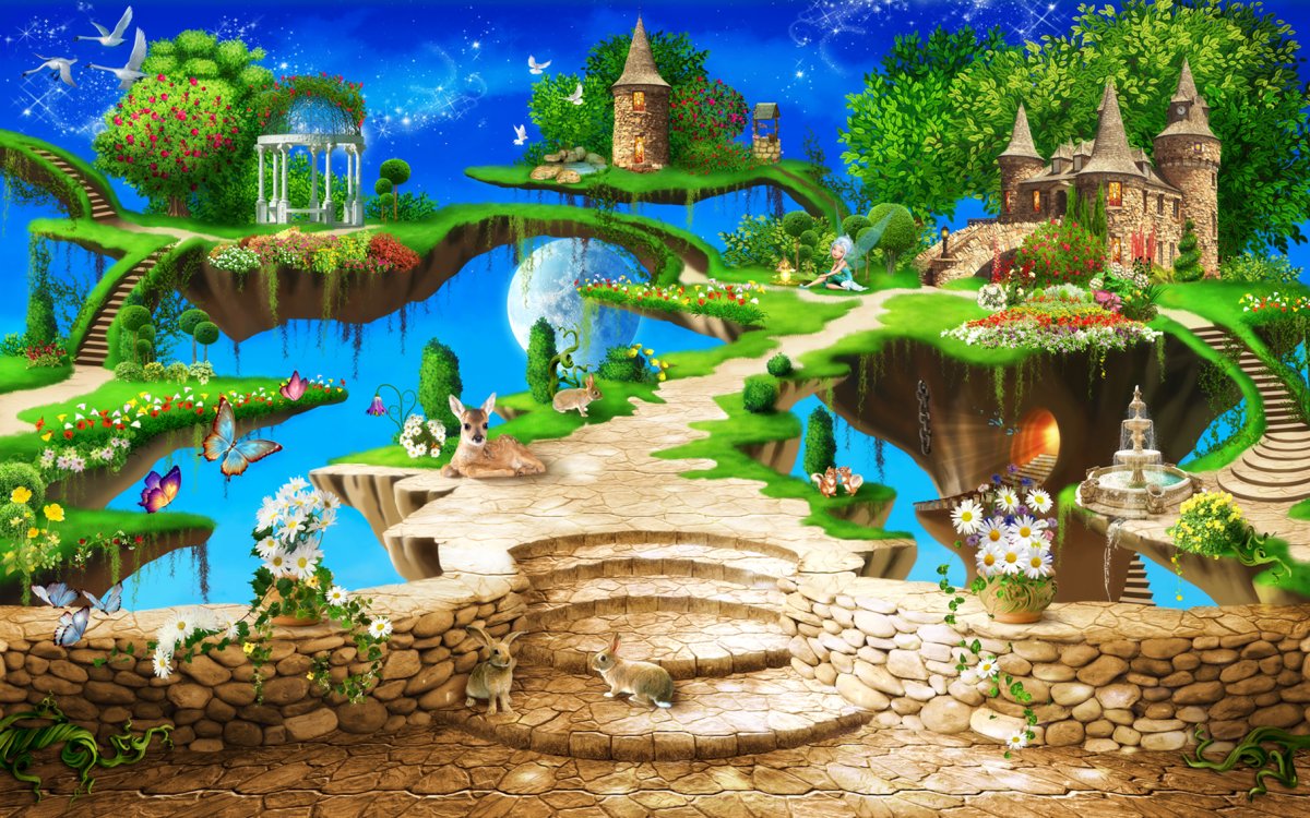 Сказочное королевство на белом фоне