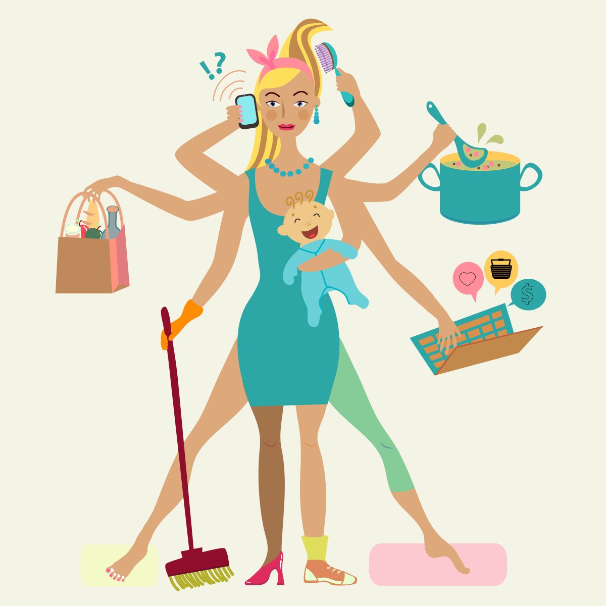 Многорукая женщина домохозяйка