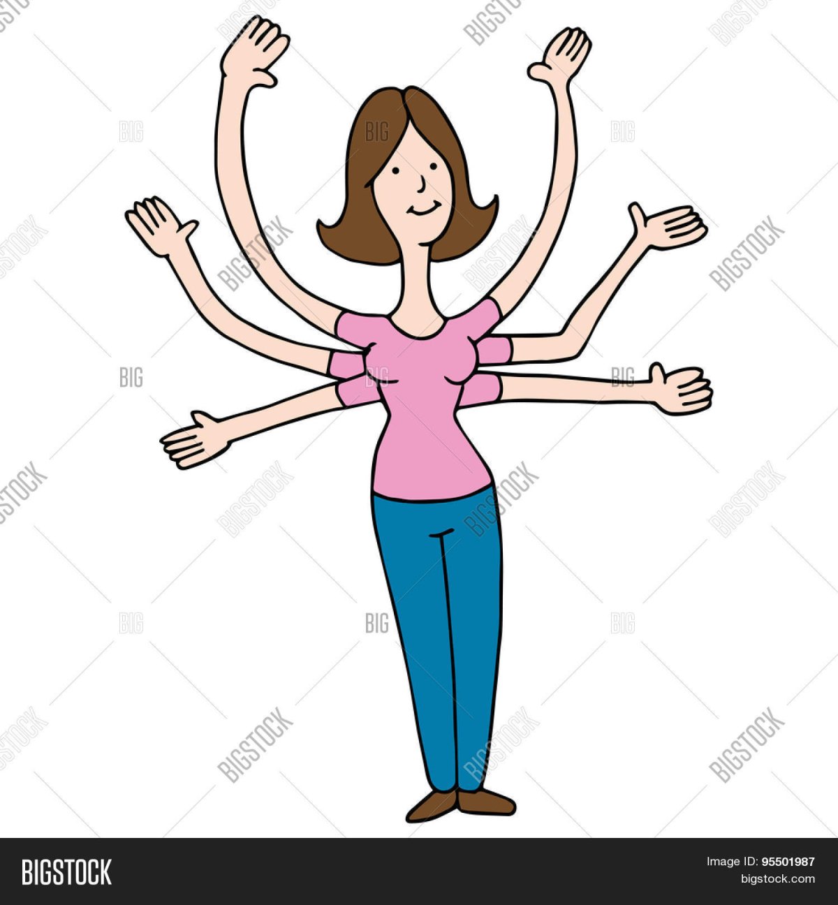 Женщина с много руками рисунок