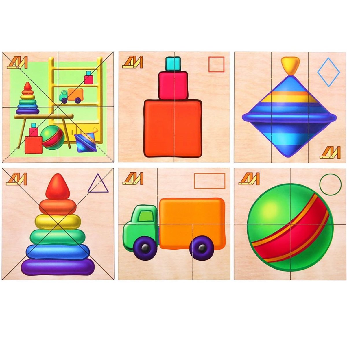 Сложи квадрат из 5 деталей танграма