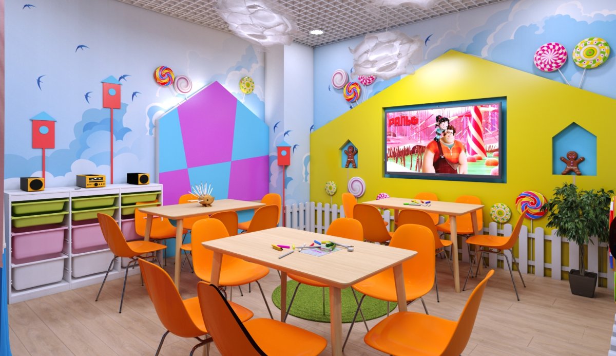 Современная роспись стен в детском саду