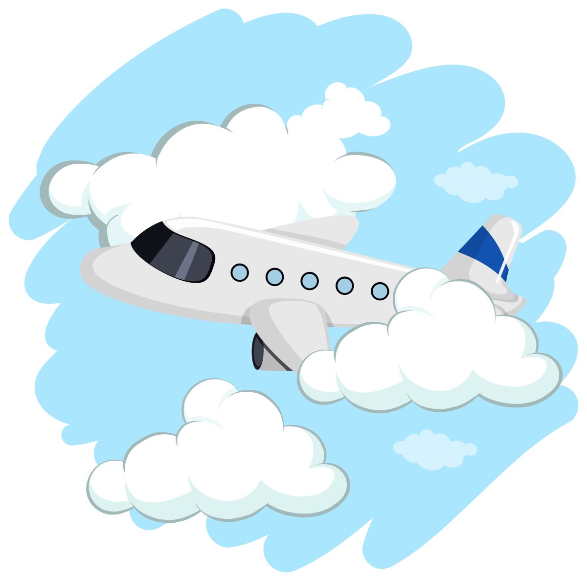 Самолет в облаках вектор