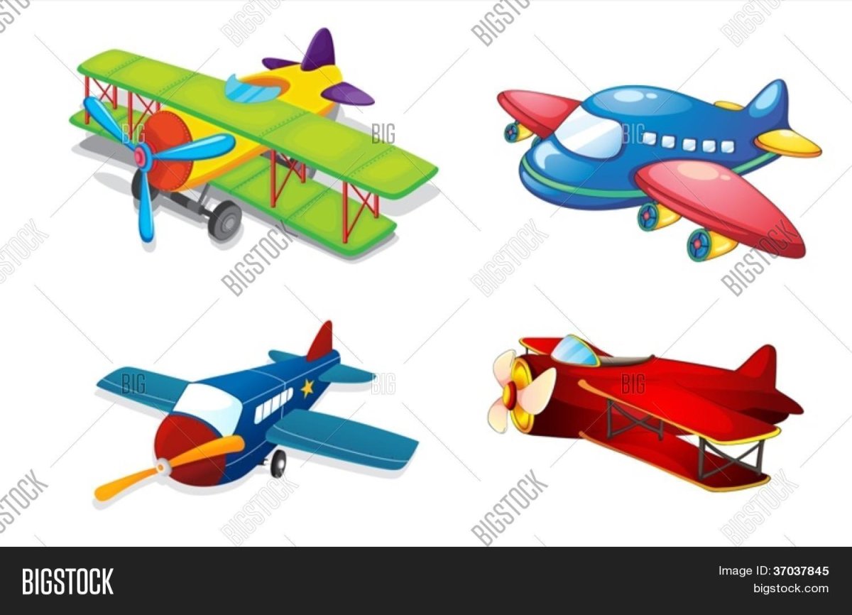 Самолет разных цветов для детей