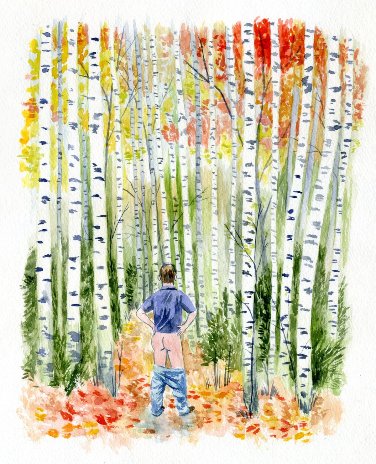 Нарисовать березу фломастерами