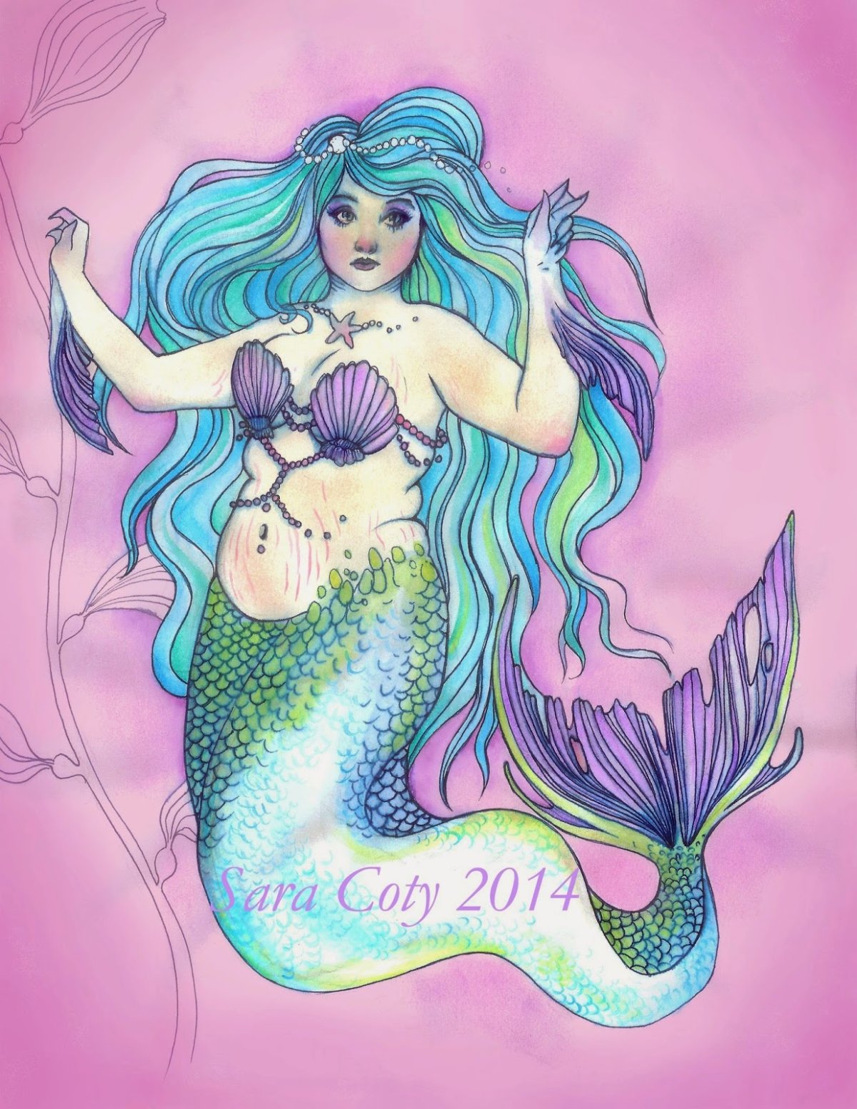 Набор акварельных иллюстраций милых русалок и друзей