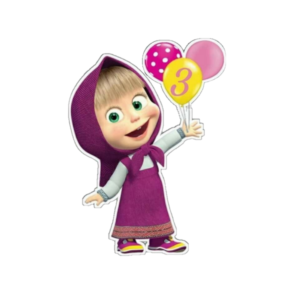 Маша из Маша и медведь на белом фоне