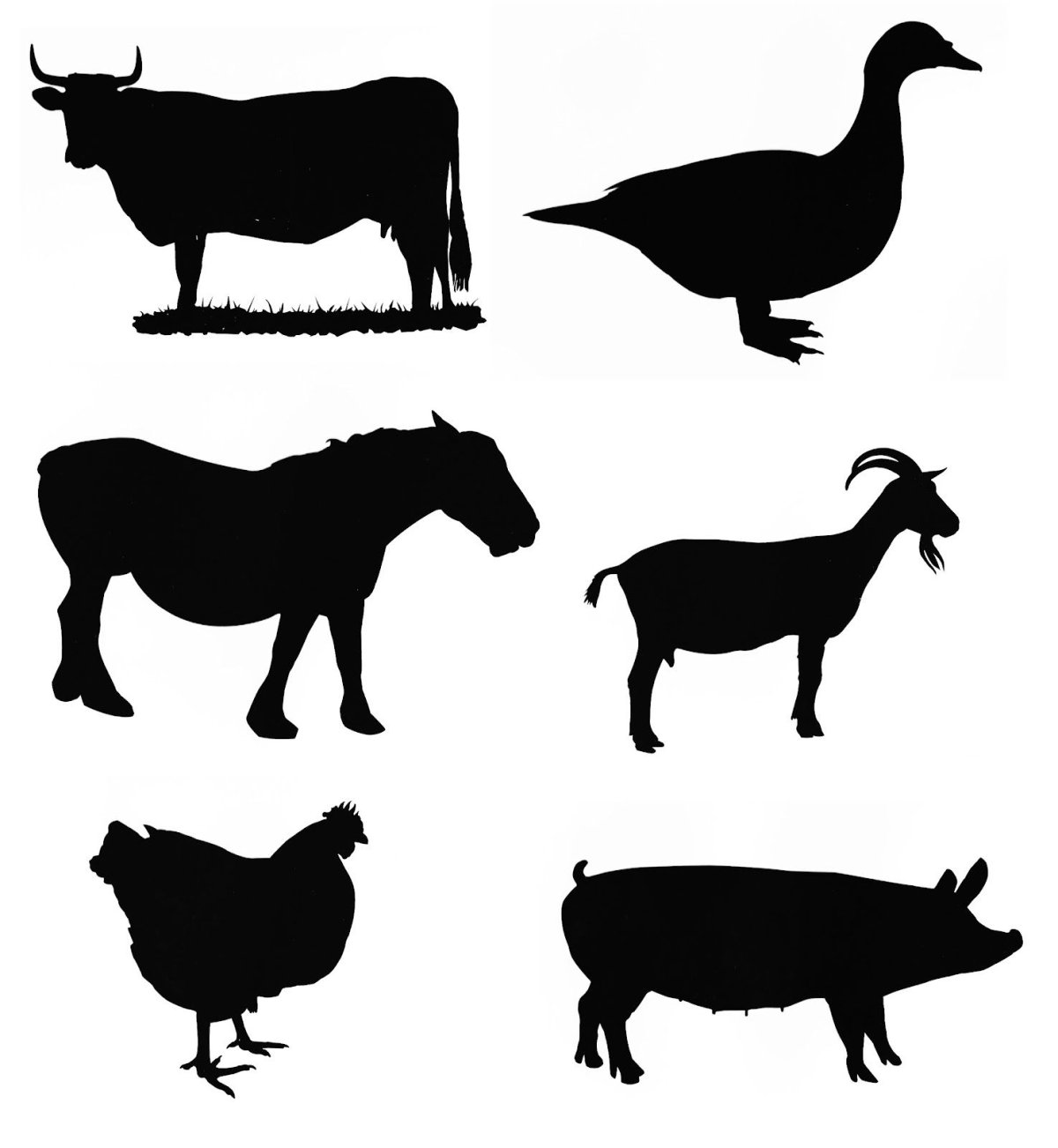 Силуэты животных для детей