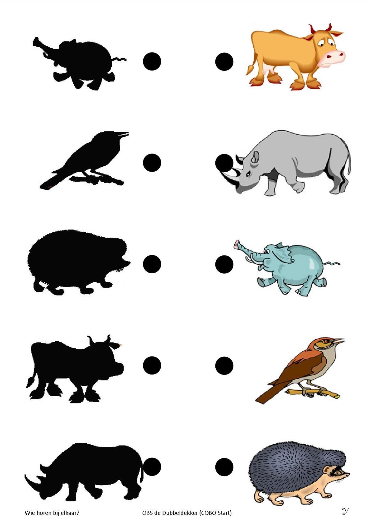 Найди тень животного для детей