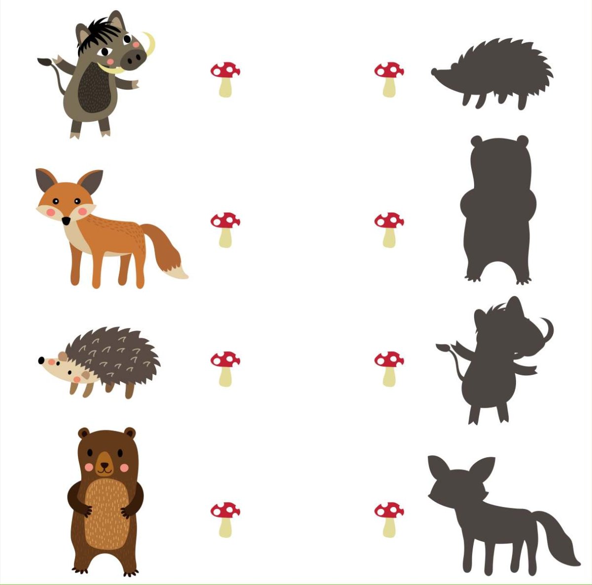 Тени Дикие животные задания для детей