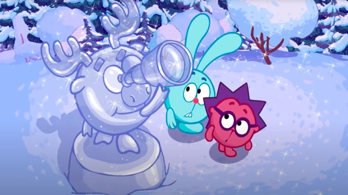 Смешарики Крош и Ежик зимой