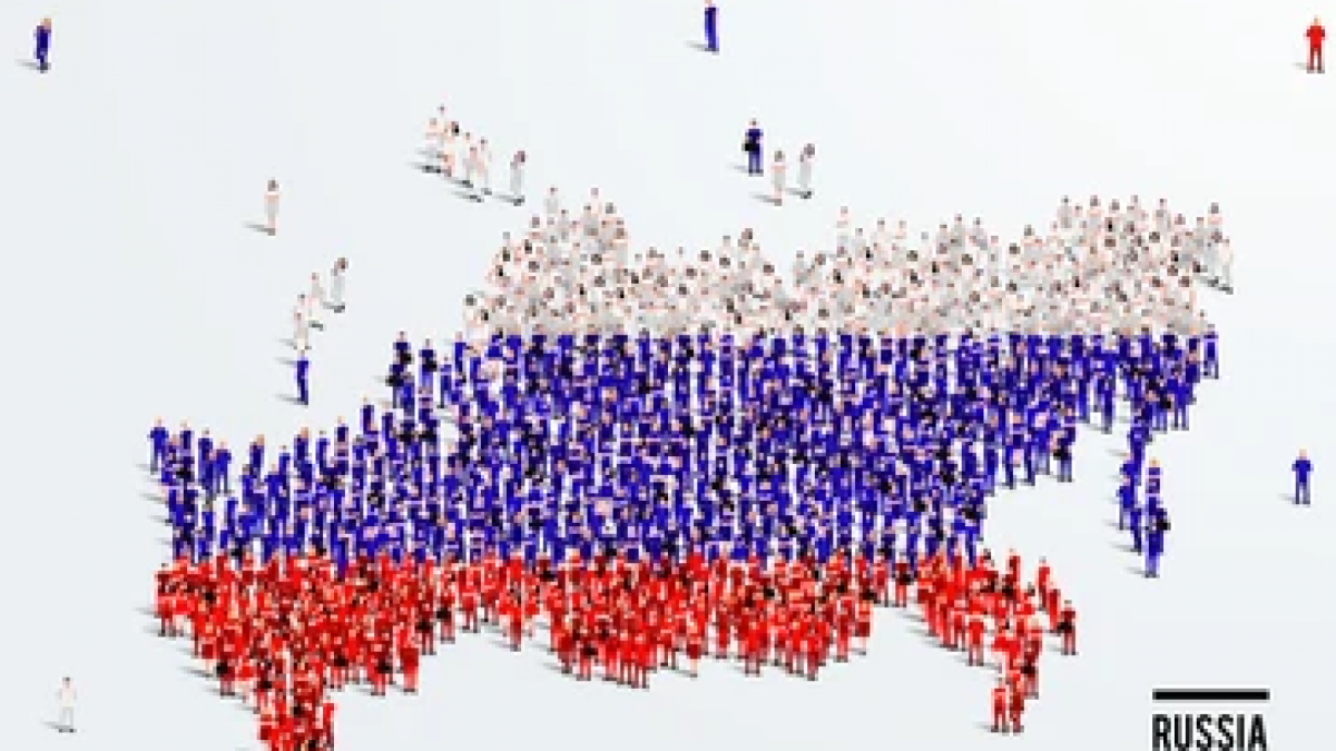 Карта России в цветах флага