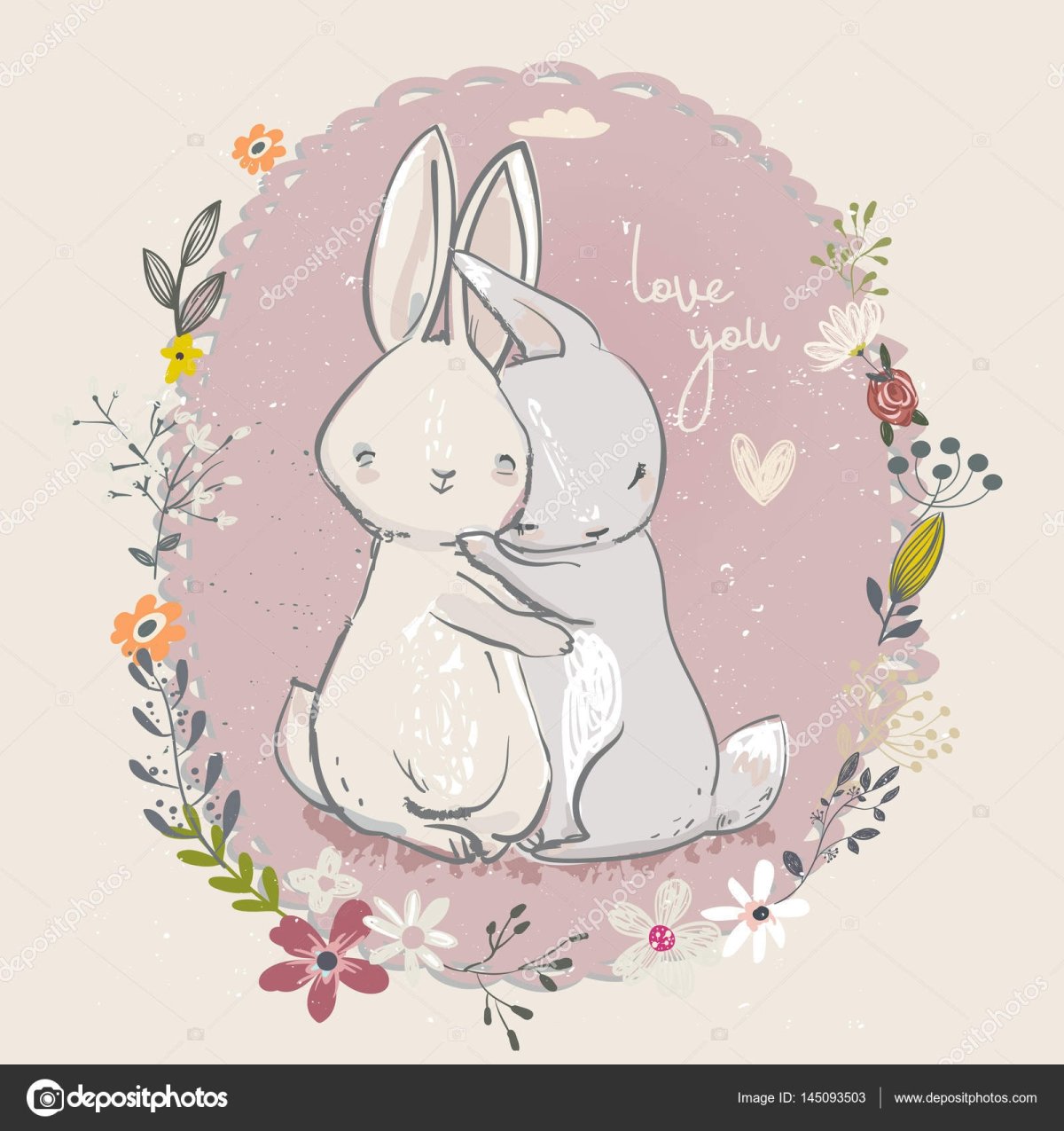 Влюбленные зайки арт