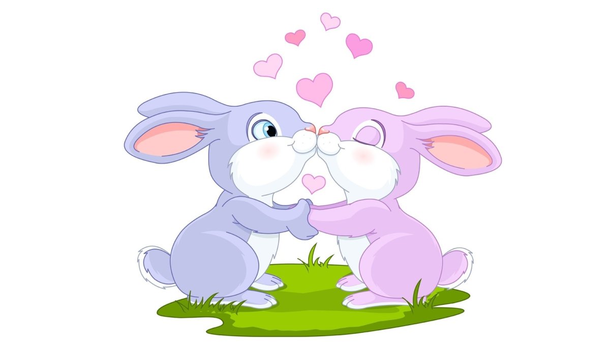 Два зайчика с сердечком