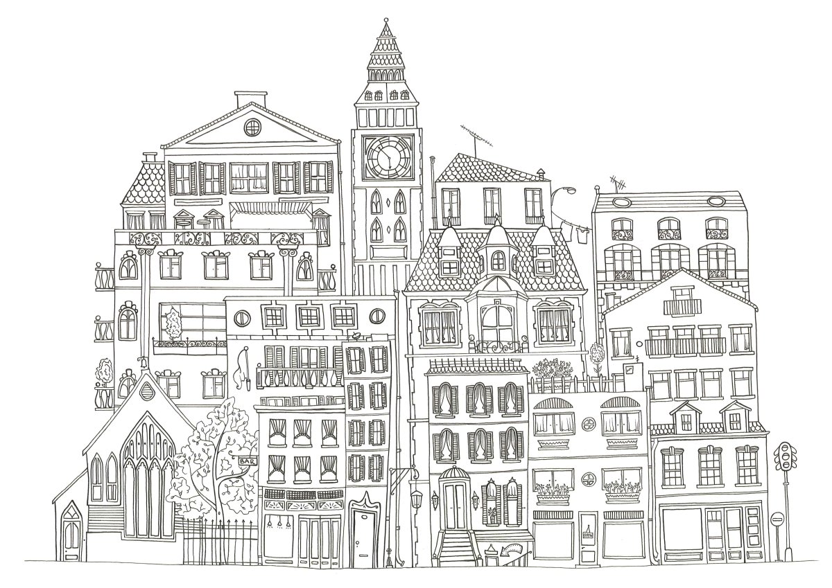 Раскраска городской дом