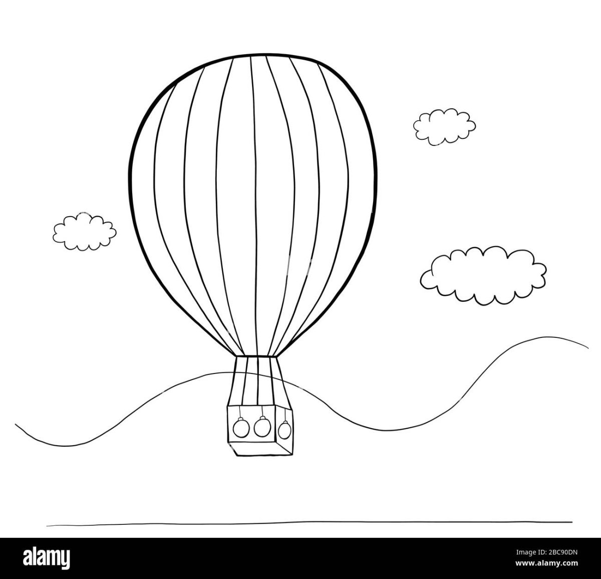 Коротышки на воздушном шаре черно белая