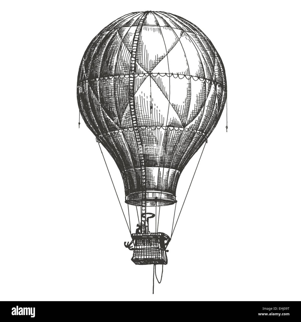 Воздушный шар с корзиной эскиз