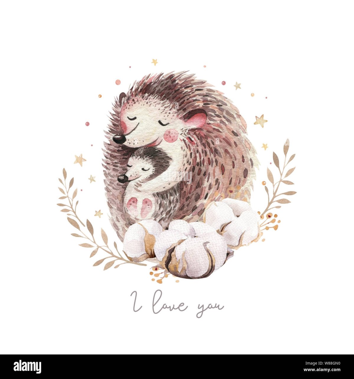 Ежиха ежонок акварель