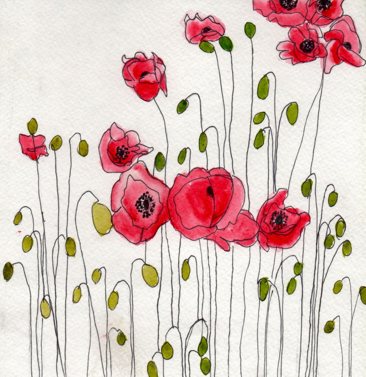 Декоративные цветы акварелью