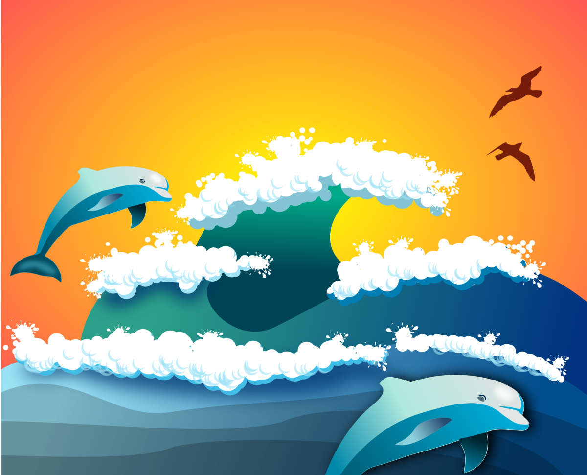 Море с волнами мультяшное