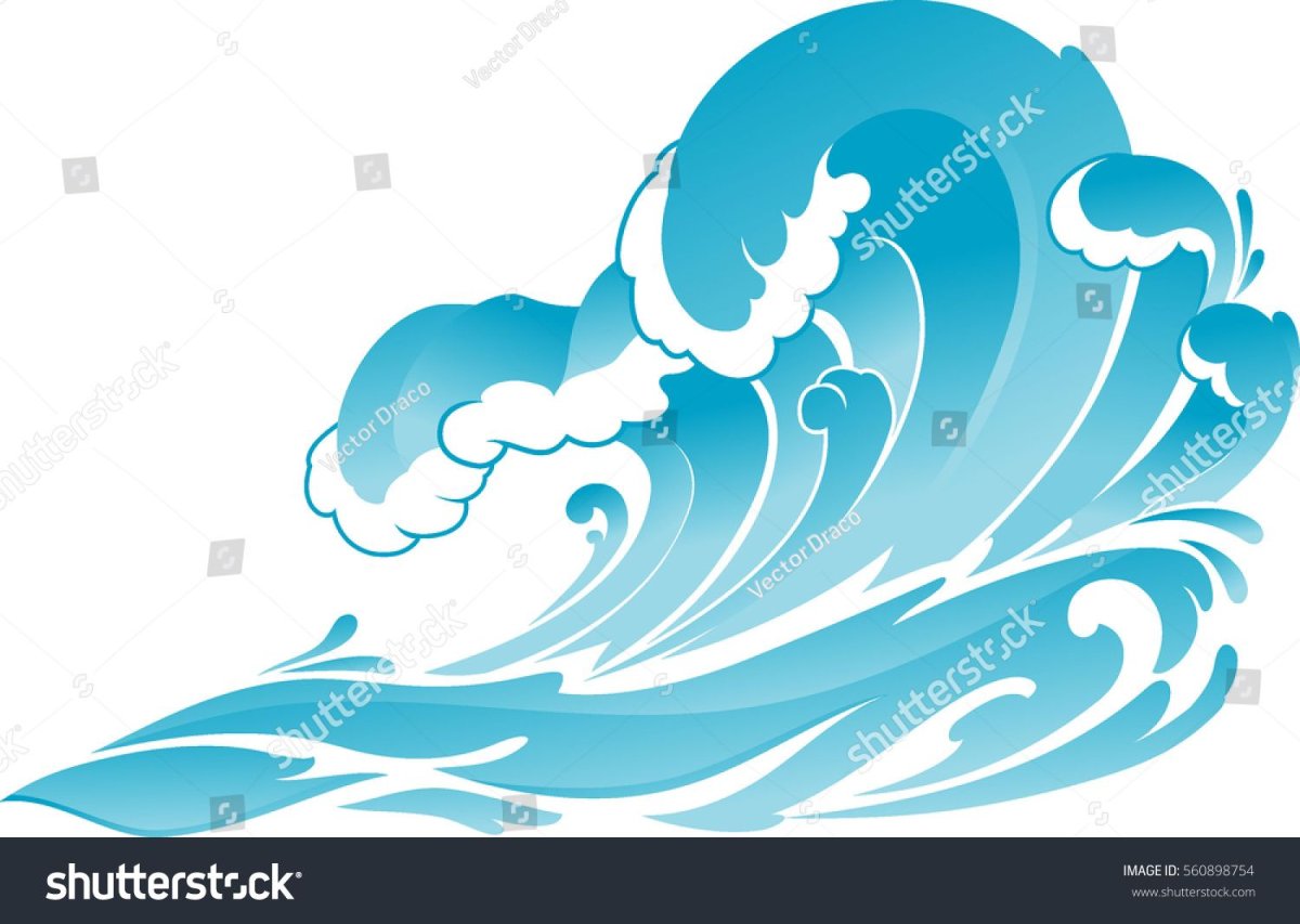 Мультяшная волна на белом фоне