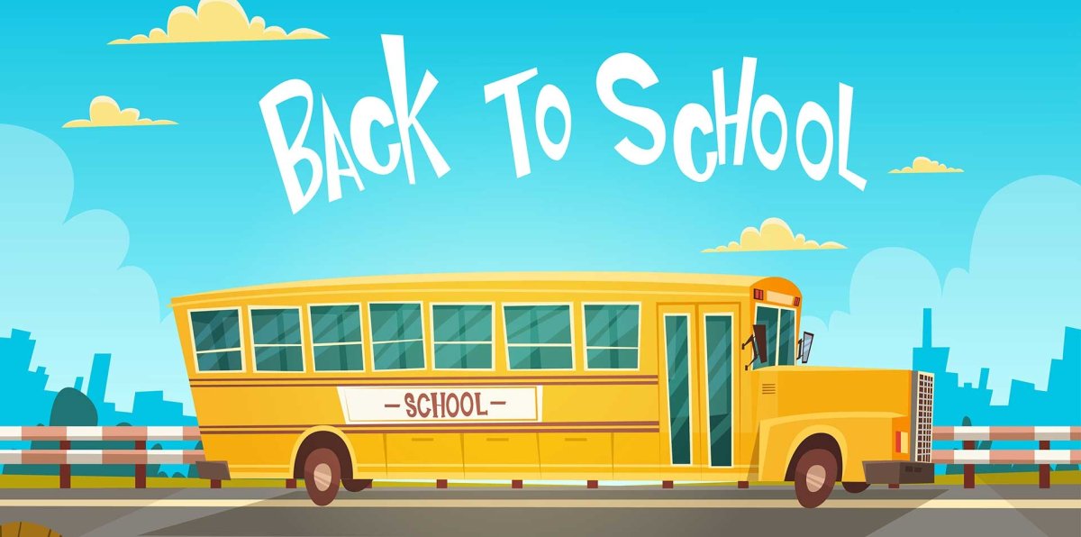 Желтый автобус на белом фоне