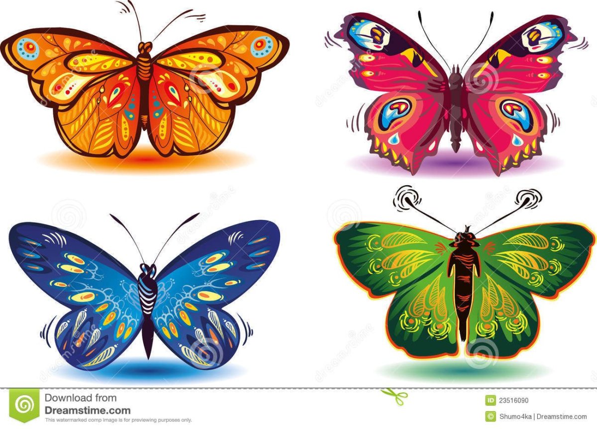 Бабочки 6 штук на одном листе