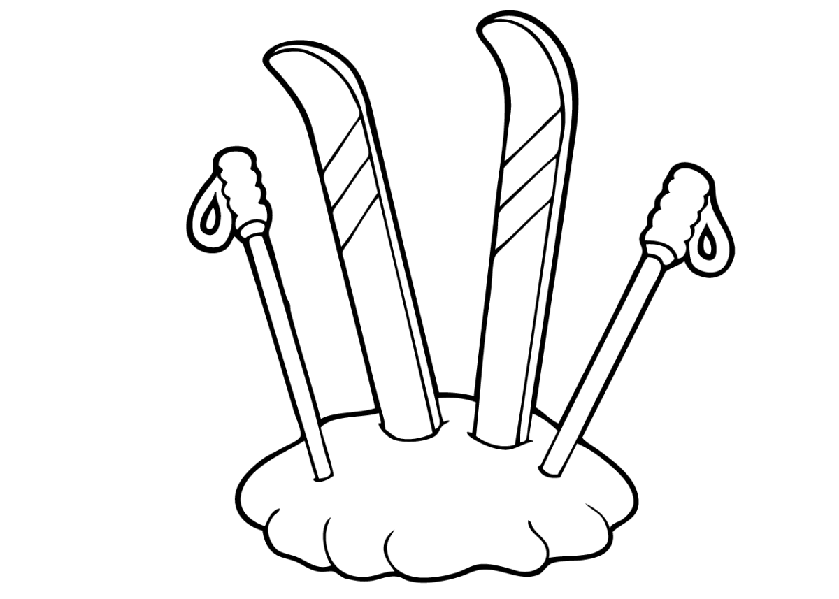 Лыжи раскраска