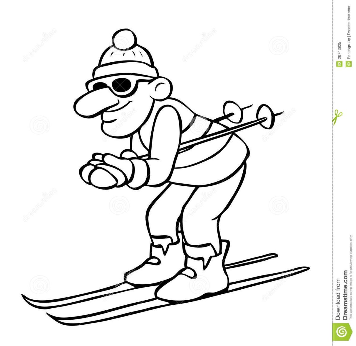 Черно белые лыжники с детьми