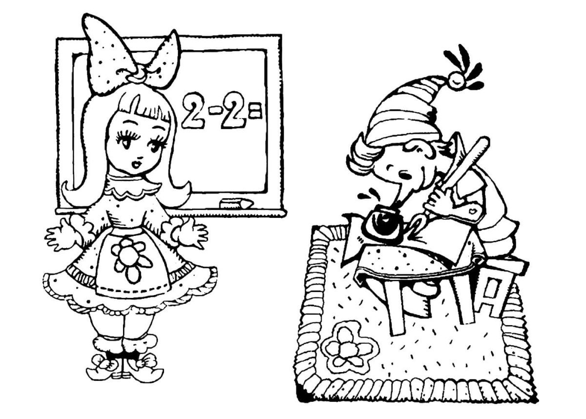 Раскраска Буратино и папа Карло