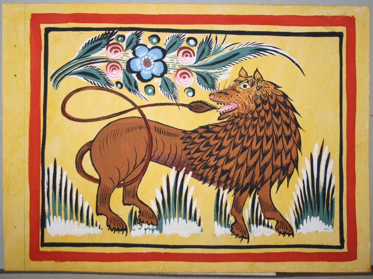 Элемент Городецкой росписи "Городецкий фазан"