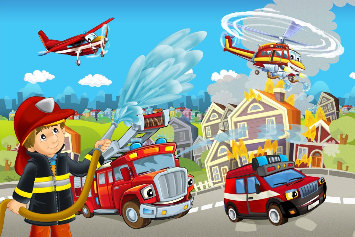 Пожарник и машина детям