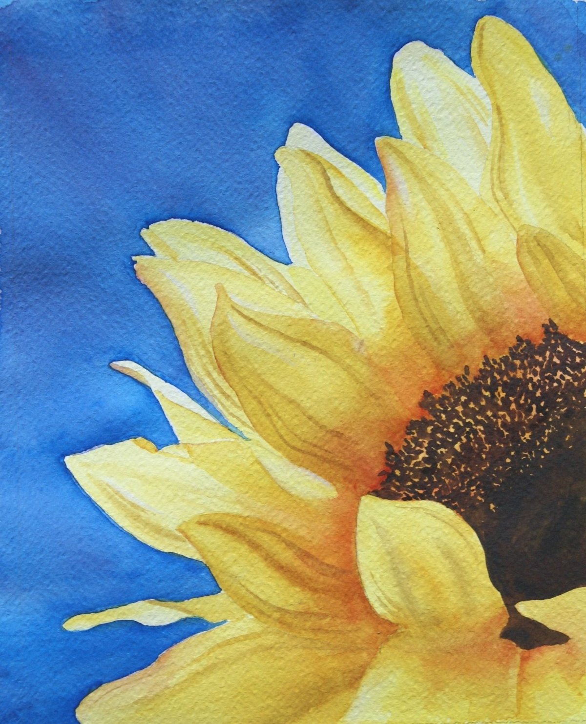 Подсолнух акварелью для начинающих