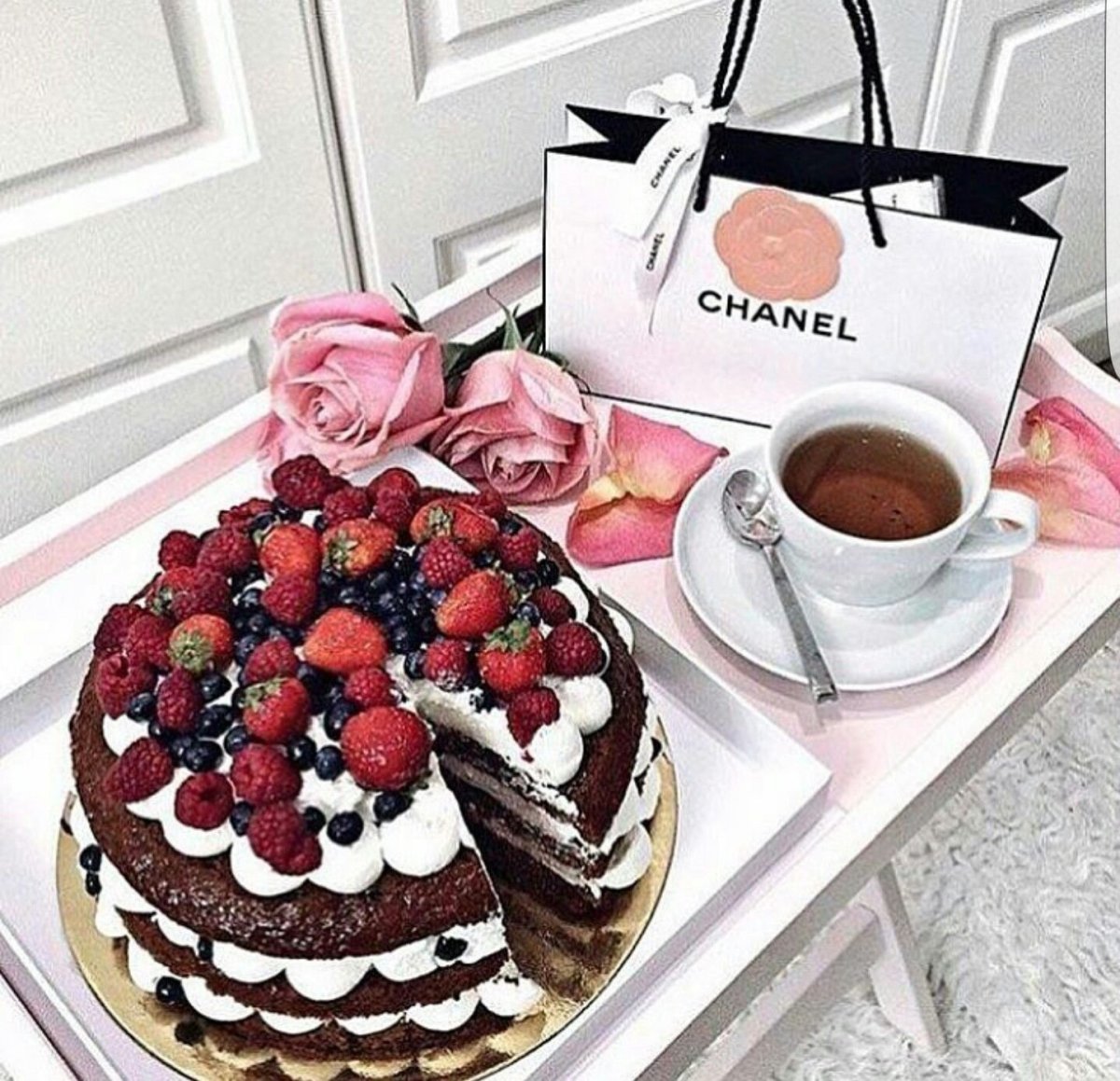 Кофе тортик цветы